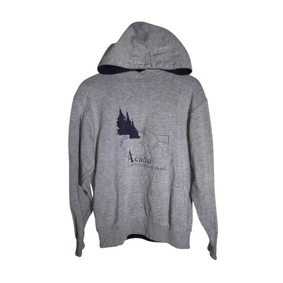 Tops - VINTAGE reversible Gray Acadia National Park Graphic hoodie M